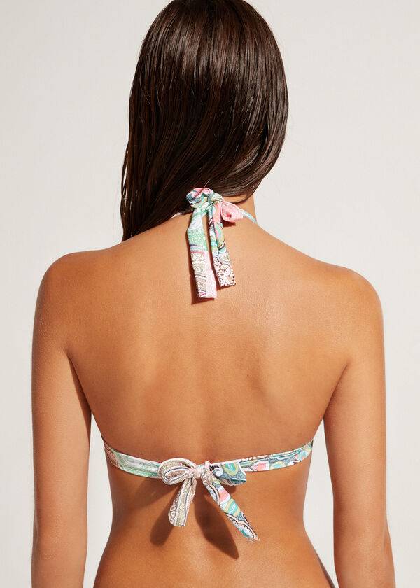 bikini triangular acolchado saint tropez de calzedonia para mujer multicolor