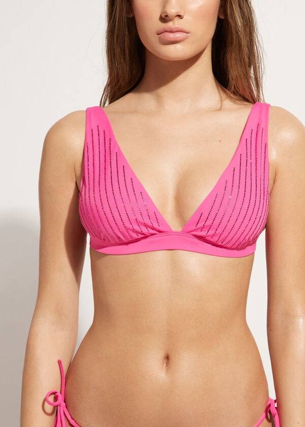 bikini triangular acolchado rosa de calzedonia shanghai para mujer