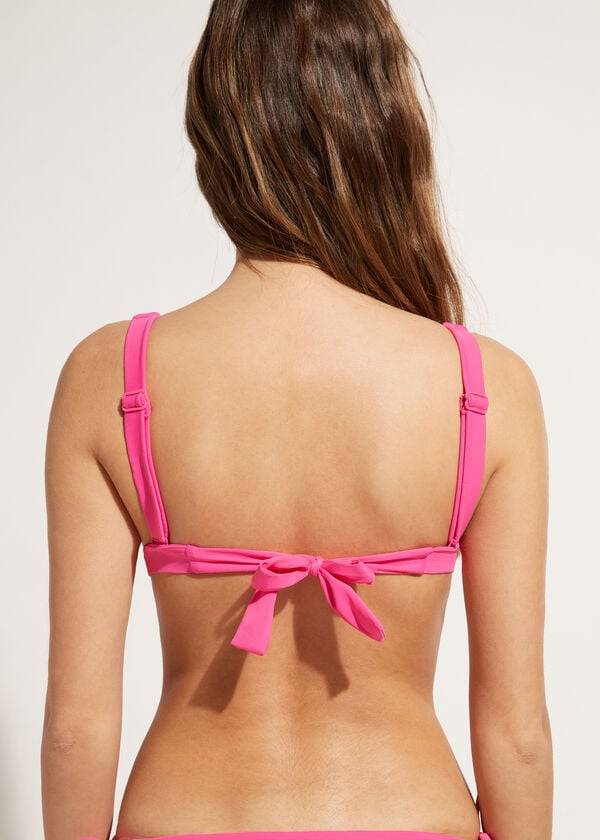 bikini triangular acolchado rosa de calzedonia shanghai para mujer