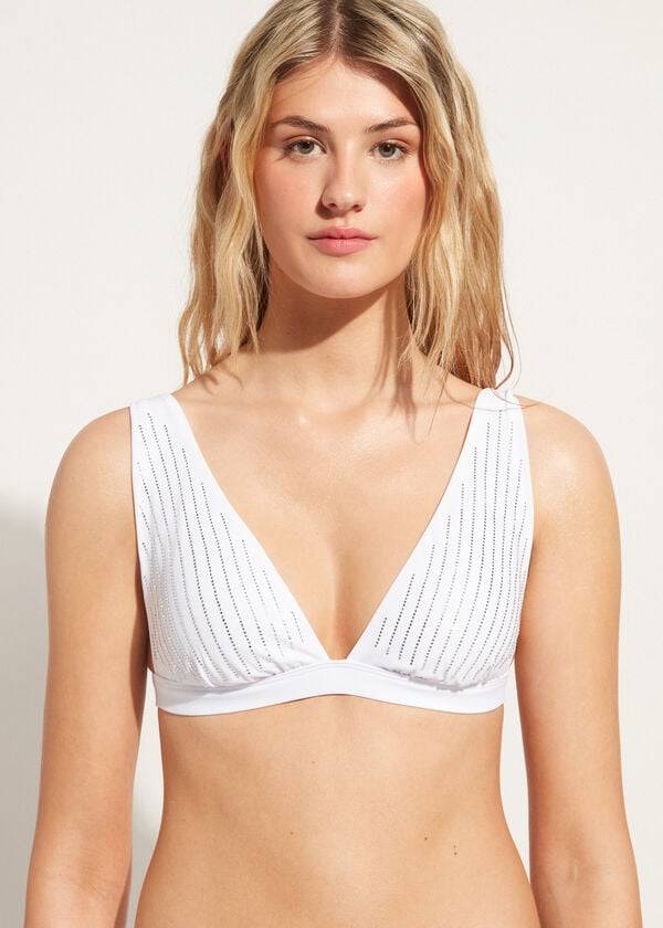 bikini triangular acolchado shanghai de calzedonia para mujer color blanco
