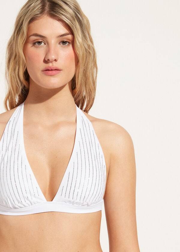 bikini triangular acolchado shanghai de calzedonia para mujer color blanco