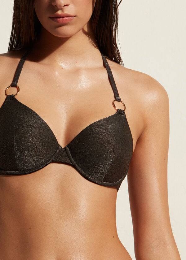 calzedonia push up hollywood - bikini para mujer color negro