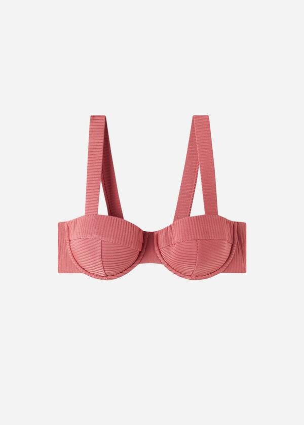 bikini bandeau push-up biarritz de calzedonia para mujer color marrón