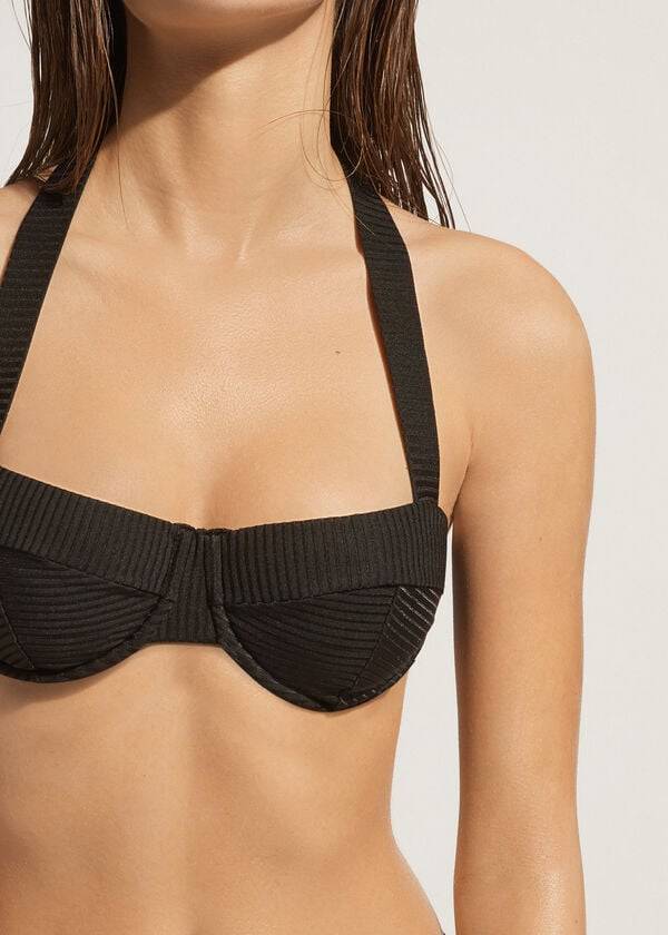 calzedonia push-up bandeau parigi - bikini para mujer color negro