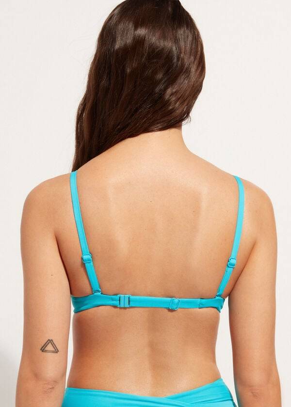 bikini indonesio con push-up superacolchado suave y graduado color turquesa de calzedonia para mujer