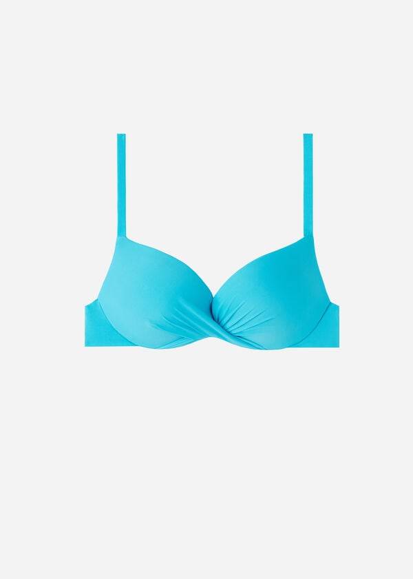 bikini indonesio con push-up superacolchado suave y graduado color turquesa de calzedonia para mujer