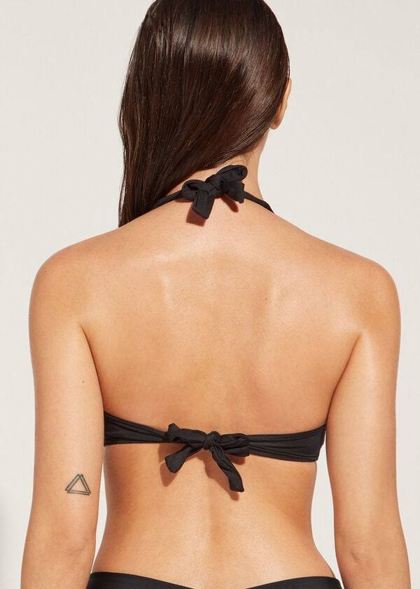 bikini triangular con relleno suave de calzedonia para mujer color negro