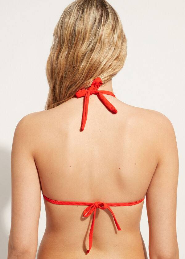 top de bikini triangular berlino de calzedonia rojo para mujer