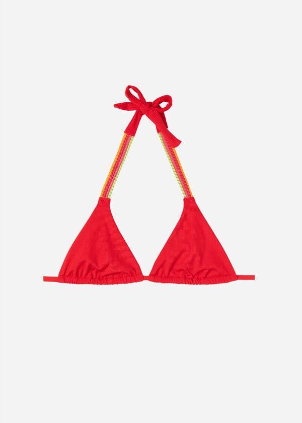 top de bikini triangular berlino de calzedonia rojo para mujer