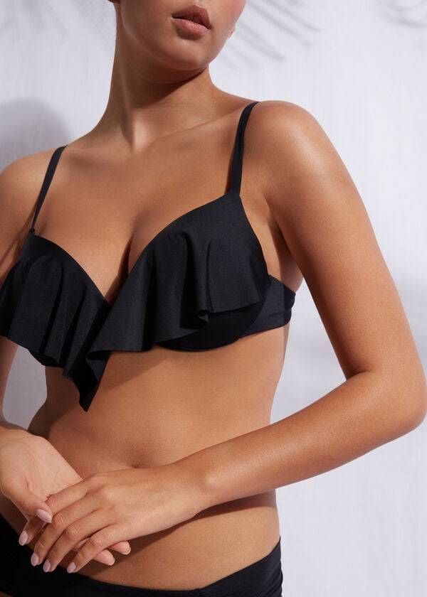 bikini de mujer calzedonia con relleno push up ecológico indonesia color negro