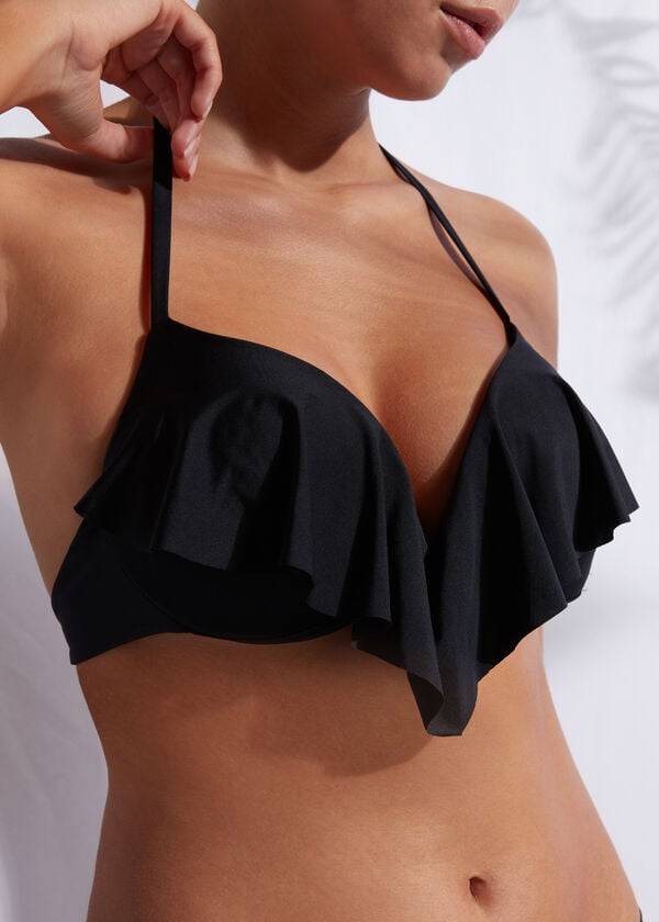 bikini de mujer calzedonia con relleno push up ecológico indonesia color negro