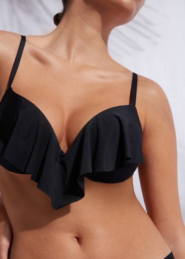 bikini de mujer calzedonia con relleno push up ecológico indonesia color negro