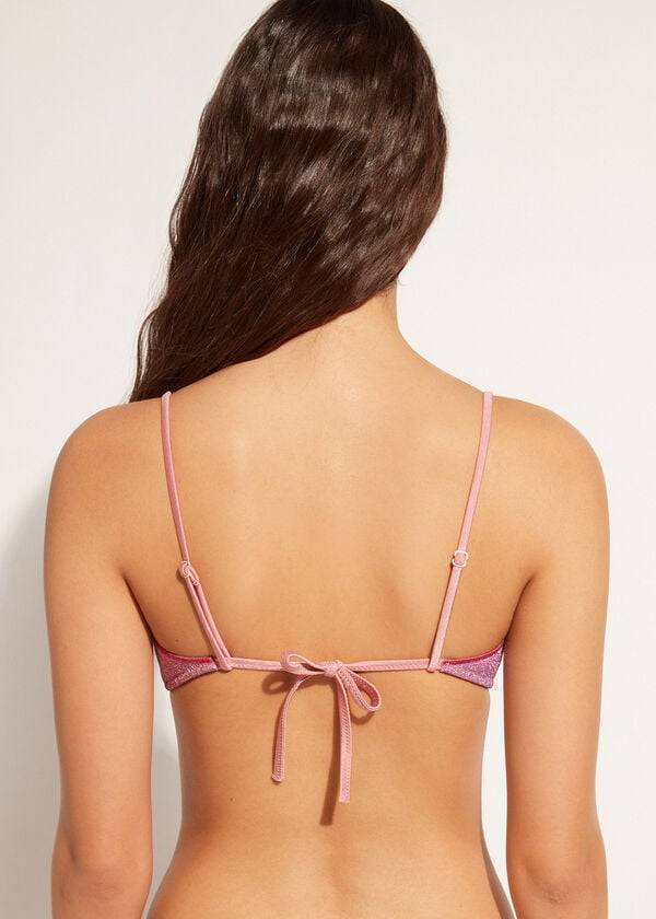 tops de bikini calzedonia tank style lamé lisbona para mujer rosa