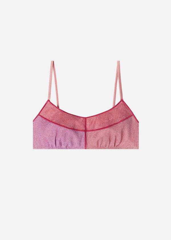 tops de bikini calzedonia tank style lamé lisbona para mujer rosa
