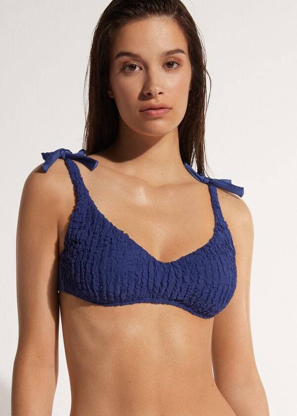 bikini estilo tanque marrakech de calzedonia para mujer color azul marino