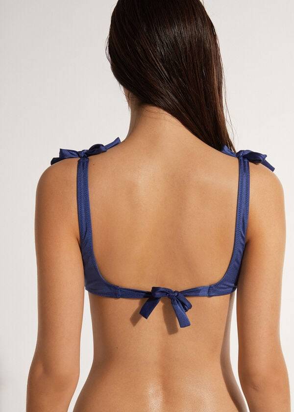 bikini estilo tanque marrakech de calzedonia para mujer color azul marino