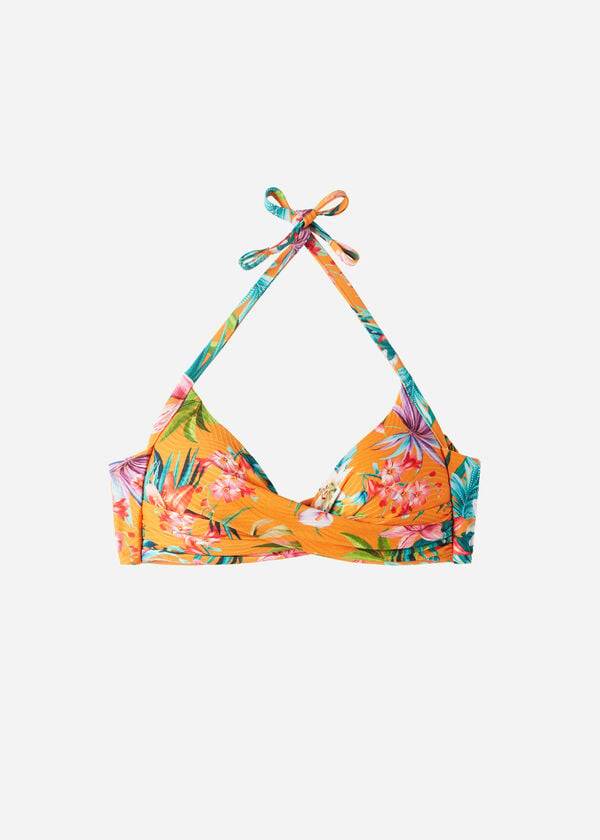 parte de arriba de bikini calzedonia triangle rio eco de mujer de color naranja