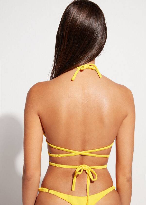 bikini amarillo de mujer calzedonia triangle slide string new york