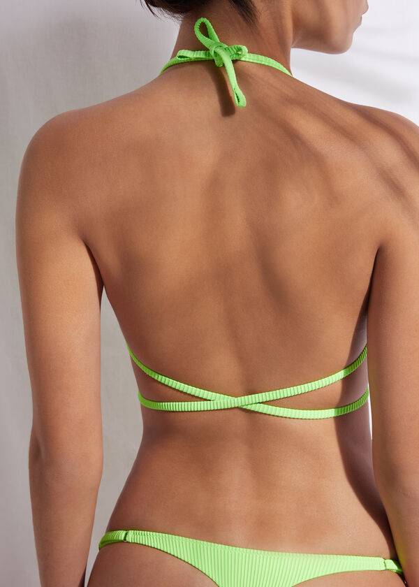 bikini triangular de tiras verdes de calzedonia para mujer de nueva york