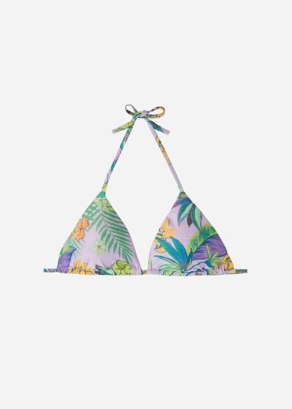 bikini brasileño de triángulo con tiras de calzedonia para mujer color morado