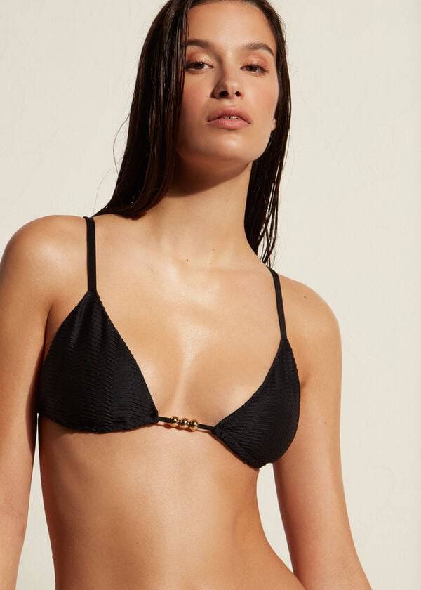 bikini triangular casablanca de calzedonia para mujer color negro