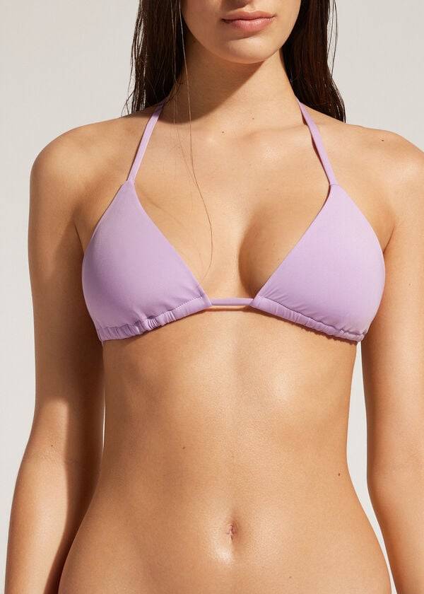 bikini triangular de algodón ecológico de indonesia para mujer color morado