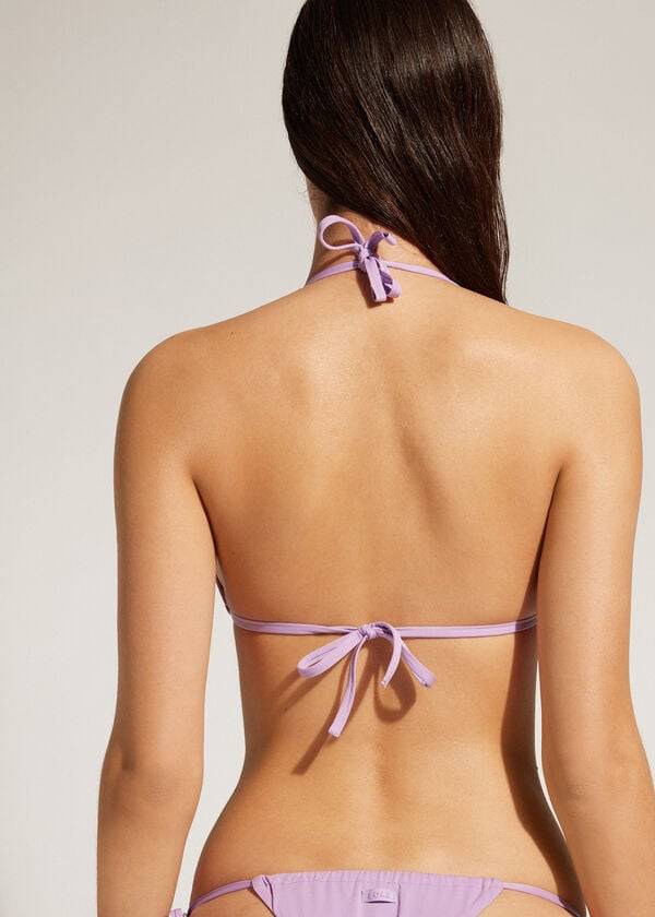 bikini triangular de algodón ecológico de indonesia para mujer color morado