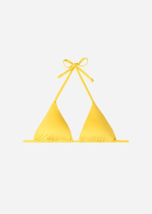 bikini ecológico de indonesia con tiras triangulares de calzedonia para mujer color amarillo