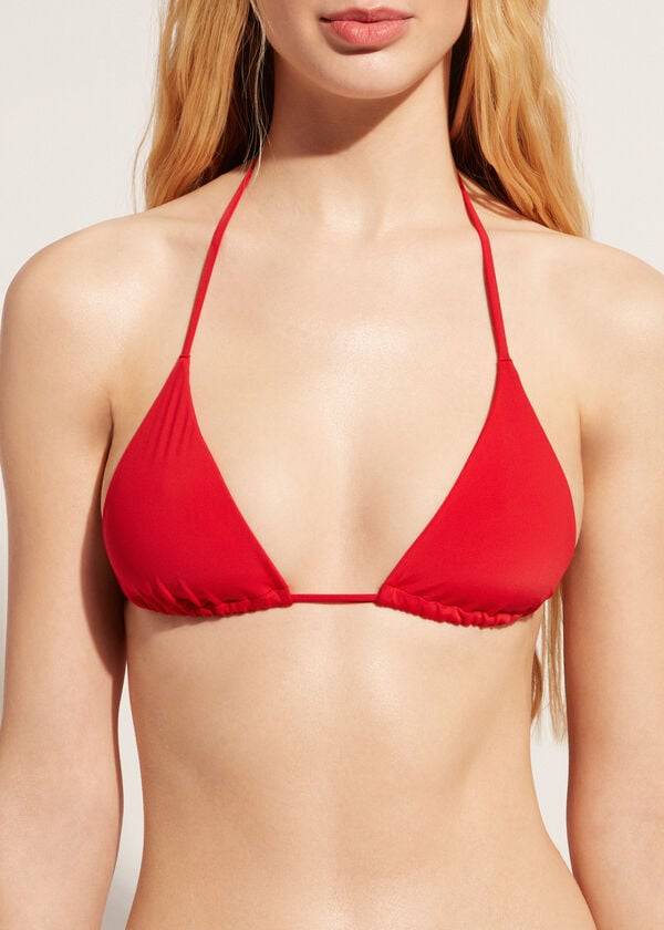 partes de arriba de bikini para mujer calzedonia triangle string indonesia eco rosa rojo