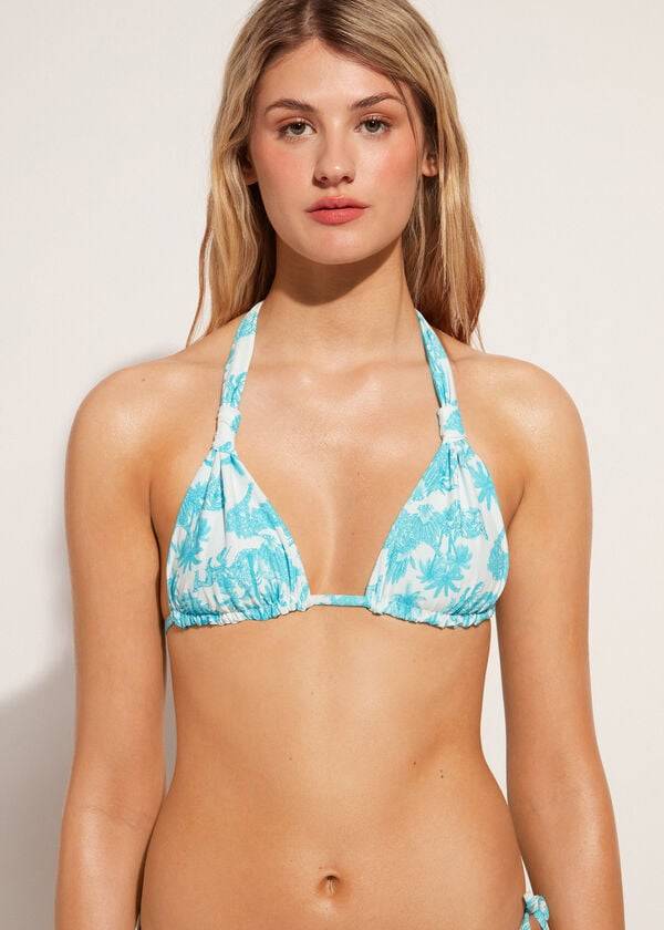 bikini triangular sorrento de calzedonia para mujer color azul