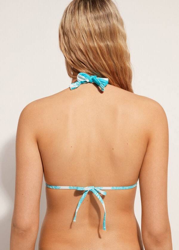 bikini triangular sorrento de calzedonia para mujer color azul
