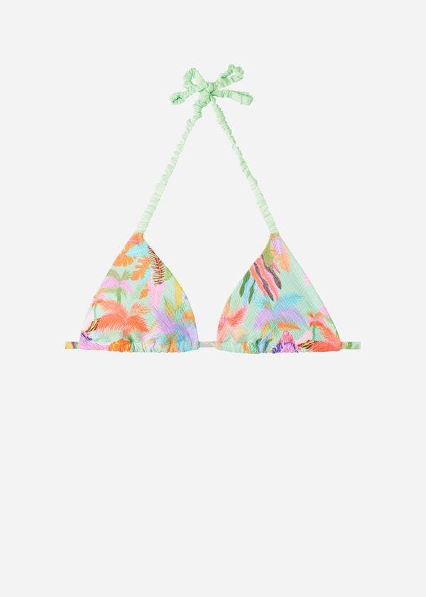 bikini triangular de tiras tahiti de calzedonia para mujer color verdenaranja