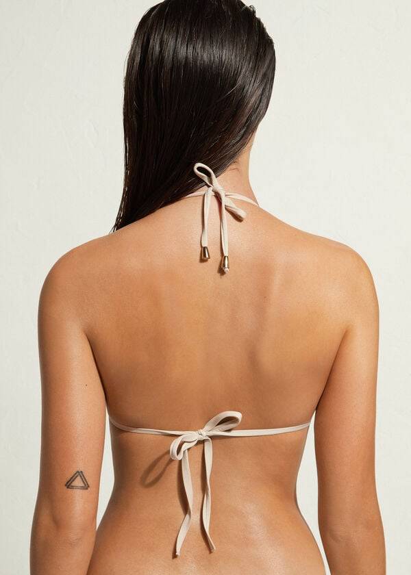 bikini triangular the hamptons de calzedonia para mujer en beige