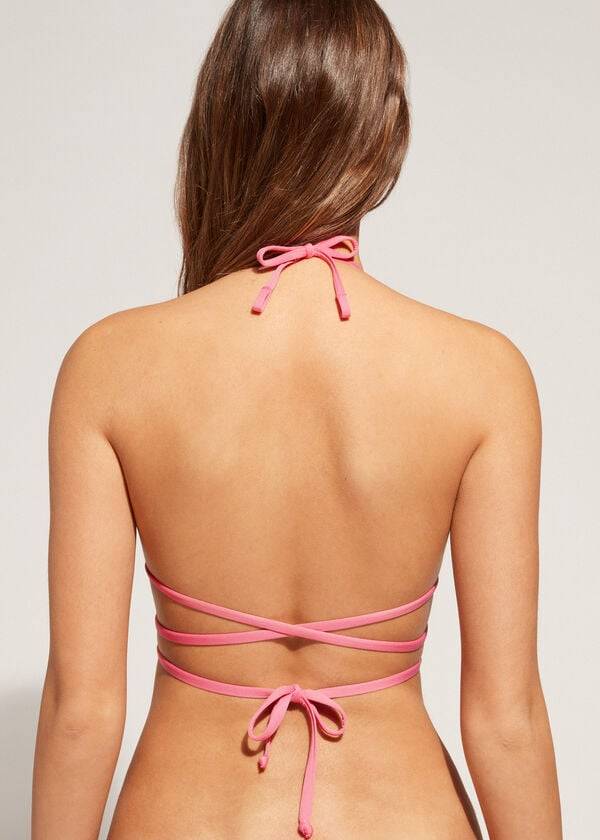 bikini triangular con lazo en la cintura de calzedonia para mujer color rosa san diego