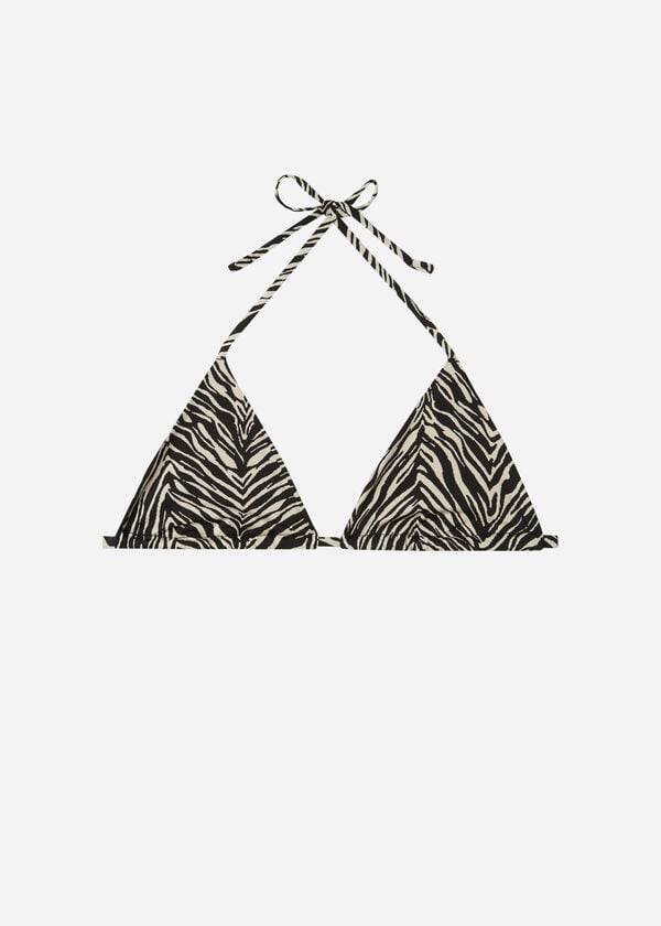 bikini triangular con tiras cebra nairobi de calzedonia para mujer color negro