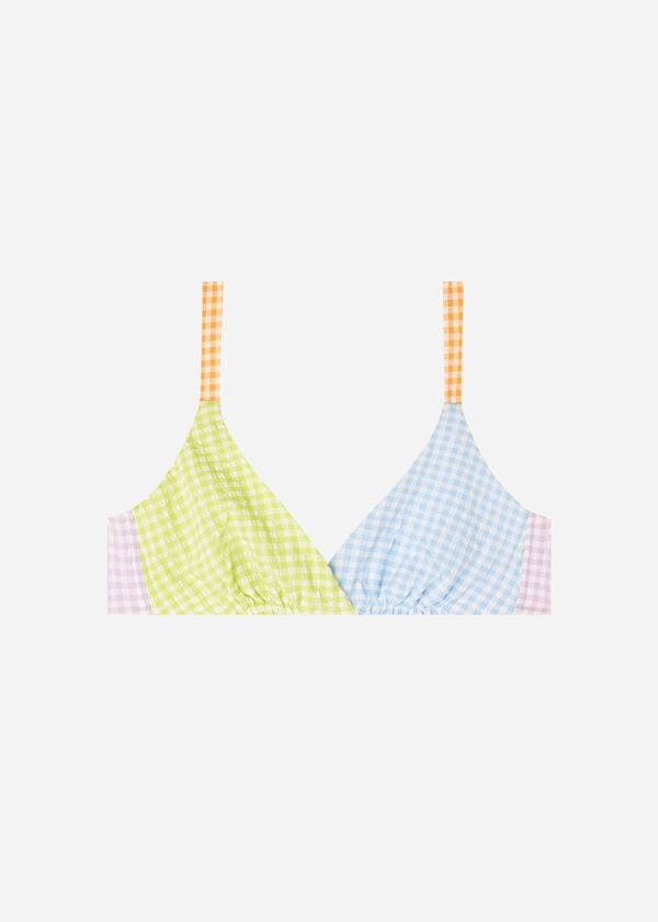 bikini triangular valencia de calzedonia para mujer color verde y azul