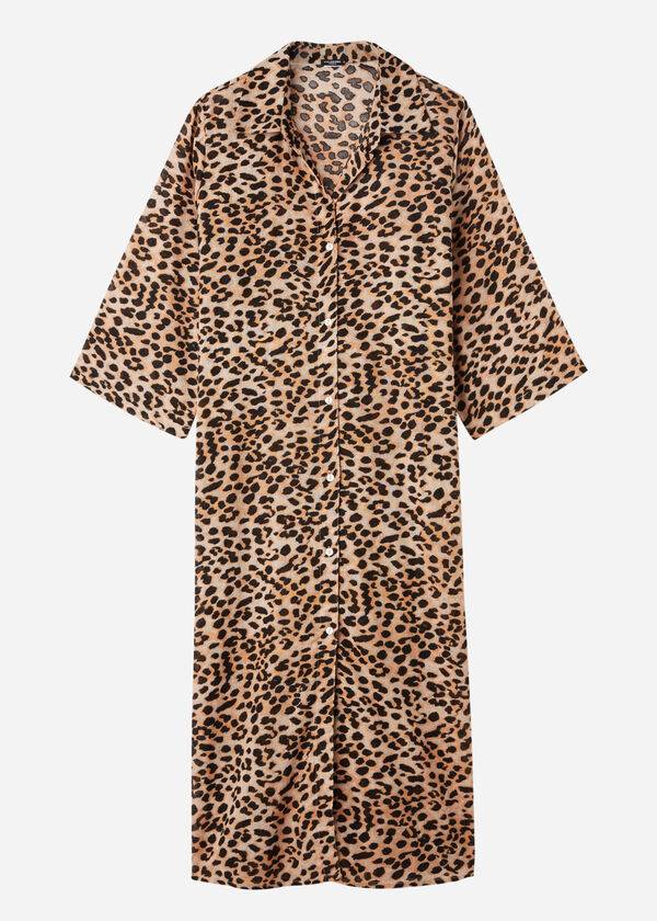 camisa midi con estampado animal de calzedonia para mujer color marrón