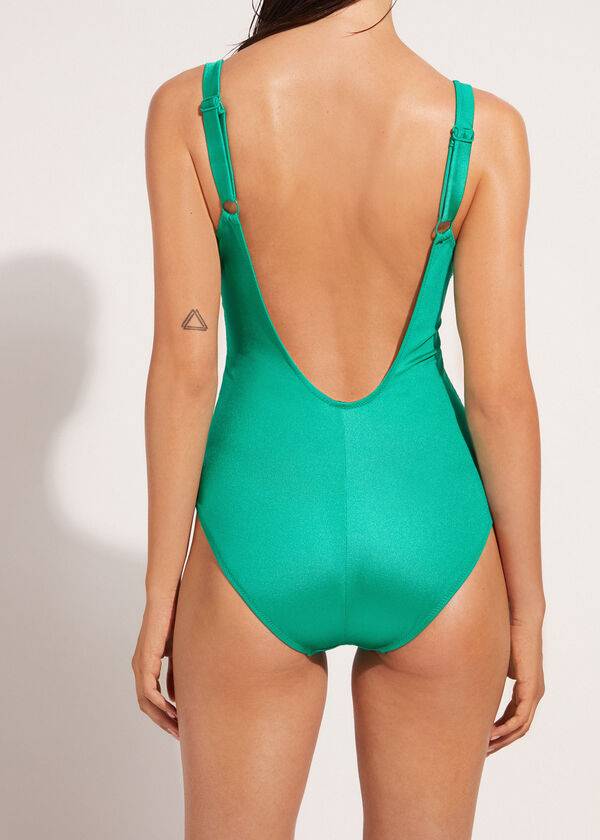 trajes de baño de una pieza calzedonia cannes para mujer en color verde