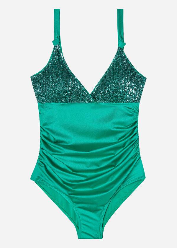 trajes de baño de una pieza calzedonia cannes para mujer en color verde