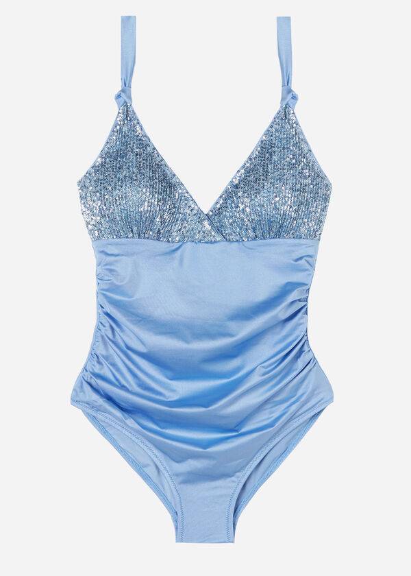 trajes de baño de una pieza cannes de calzedonia para mujer color azul