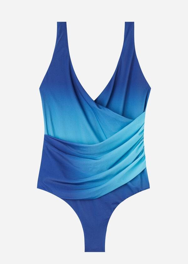 trajes de baño de una pieza denver de calzedonia para mujer en color azul