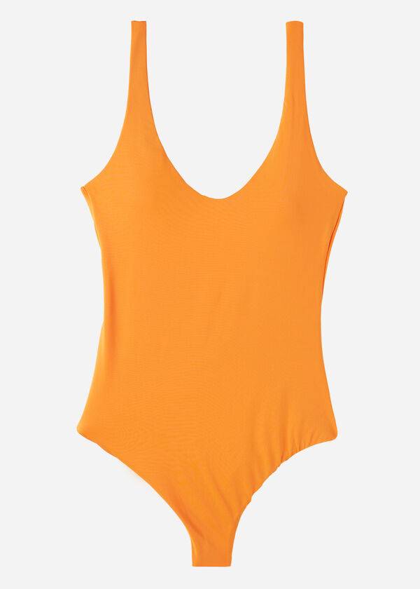 trajes de baño de una pieza ecológicos de indonesia de calzedonia naranja para mujer
