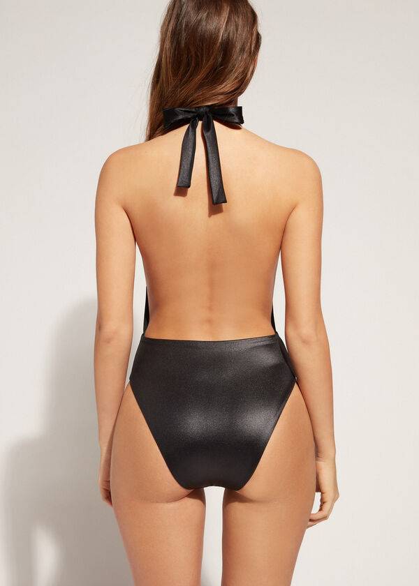 trajes de baño de una pieza milano de calzedonia para mujer color negro