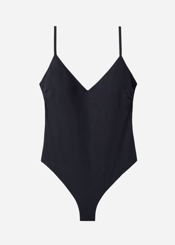 trajes de baño de una pieza con relleno calzedonia para mujer color negro