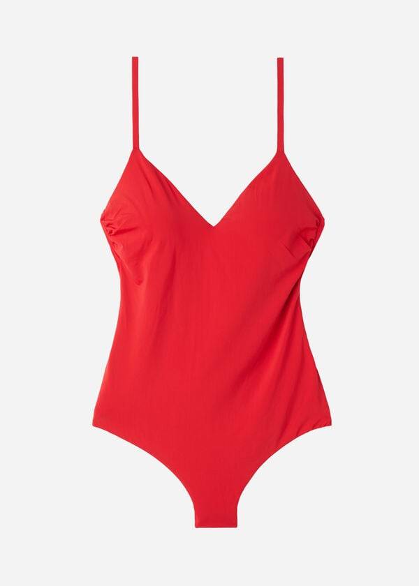 trajes de baño de una pieza con relleno calzedonia rojo para mujer en indonesia