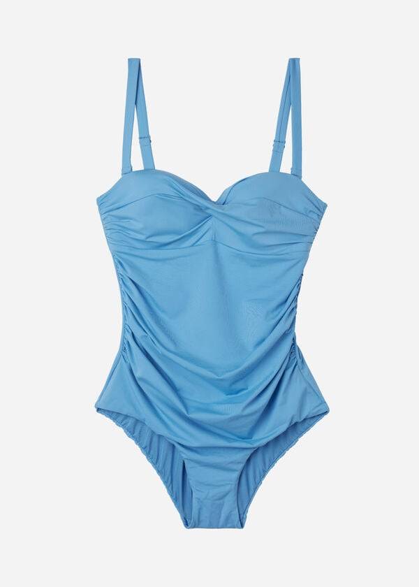 trajes de baño de una pieza con relleno calzedonia roma para mujer en azul